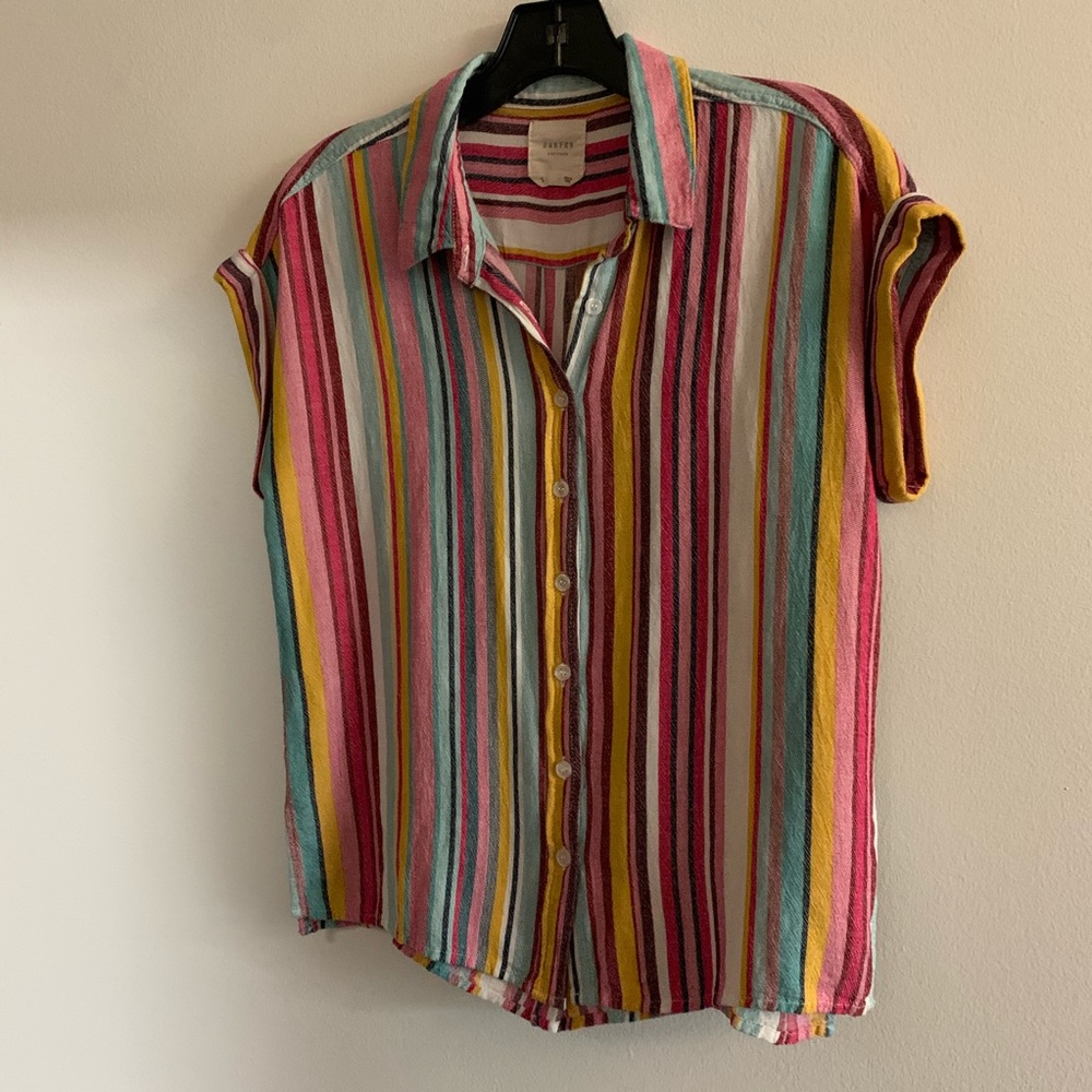 Harper Striped Button Down Blouse - image 2